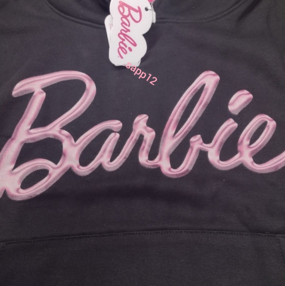 🆕BARBIE 🩷 LOGO BLACK/PINK  HOODIE - Picture 4 of 6